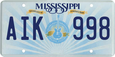 MS license plate AIK998