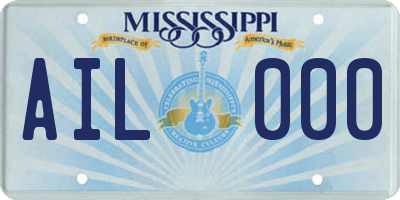MS license plate AIL000