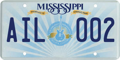 MS license plate AIL002