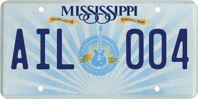 MS license plate AIL004