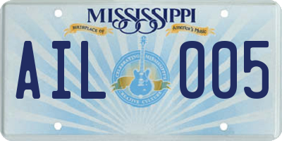 MS license plate AIL005