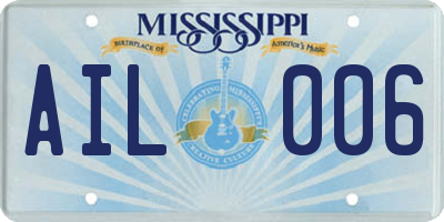 MS license plate AIL006