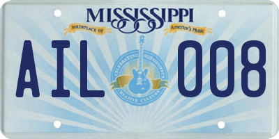 MS license plate AIL008