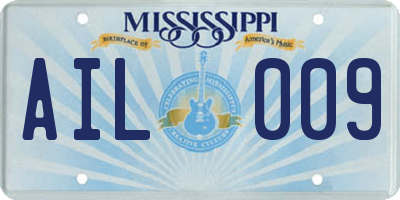 MS license plate AIL009