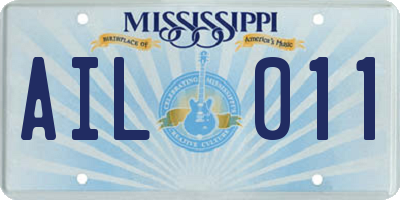 MS license plate AIL011