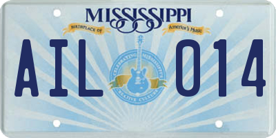 MS license plate AIL014