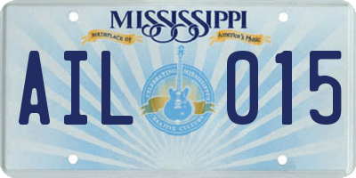MS license plate AIL015