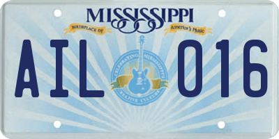 MS license plate AIL016