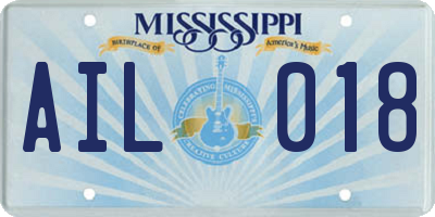 MS license plate AIL018
