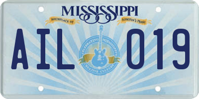 MS license plate AIL019