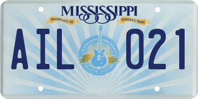 MS license plate AIL021