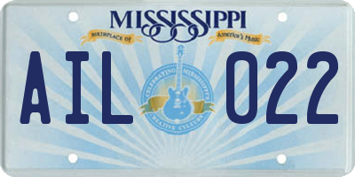 MS license plate AIL022