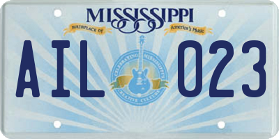 MS license plate AIL023