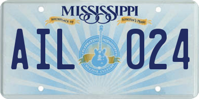 MS license plate AIL024
