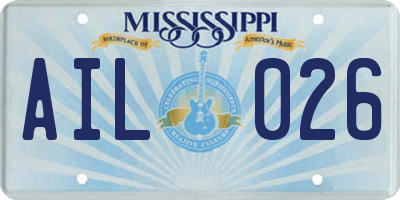 MS license plate AIL026