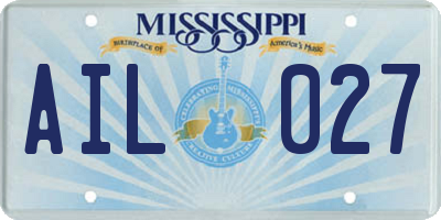 MS license plate AIL027