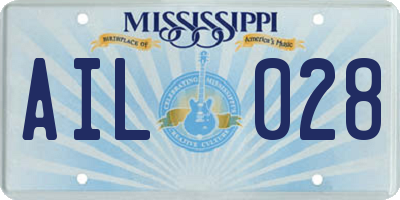 MS license plate AIL028