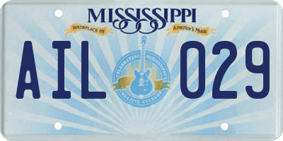MS license plate AIL029