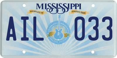 MS license plate AIL033