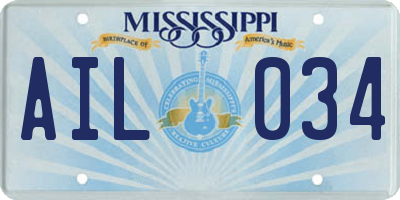 MS license plate AIL034