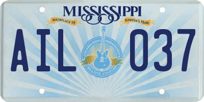MS license plate AIL037