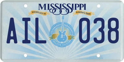 MS license plate AIL038
