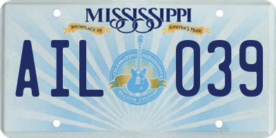 MS license plate AIL039