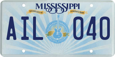 MS license plate AIL040