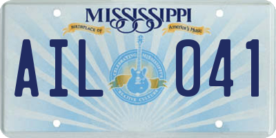 MS license plate AIL041