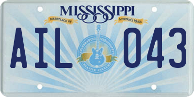 MS license plate AIL043