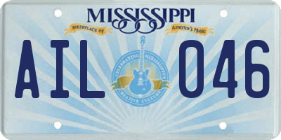 MS license plate AIL046
