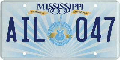 MS license plate AIL047