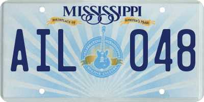 MS license plate AIL048
