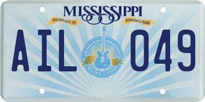 MS license plate AIL049