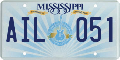 MS license plate AIL051