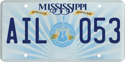 MS license plate AIL053