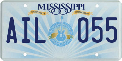 MS license plate AIL055