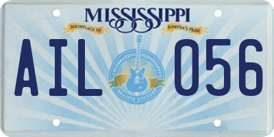 MS license plate AIL056