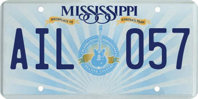 MS license plate AIL057