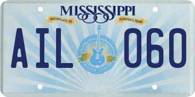 MS license plate AIL060
