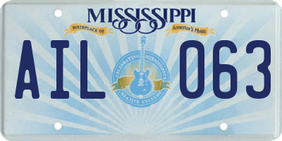 MS license plate AIL063