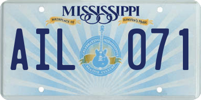 MS license plate AIL071