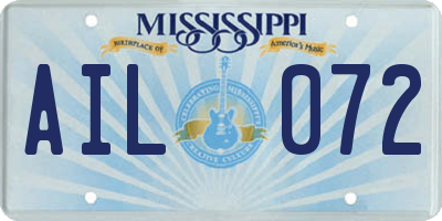 MS license plate AIL072
