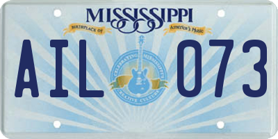 MS license plate AIL073