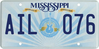 MS license plate AIL076