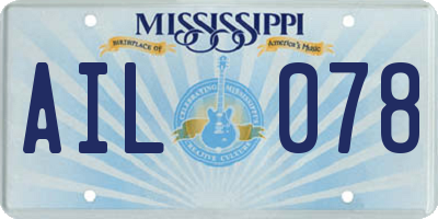 MS license plate AIL078