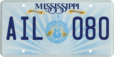 MS license plate AIL080
