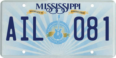 MS license plate AIL081