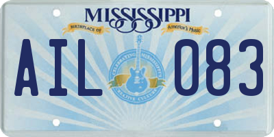 MS license plate AIL083