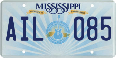 MS license plate AIL085